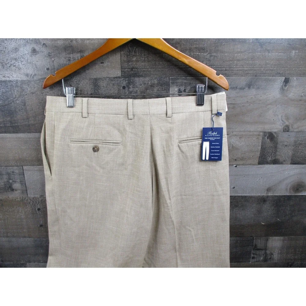 Ralph Lauren Pants Mens 36x34 Comfort Flex Stretch Dress Pleated Rayon Blend NEW